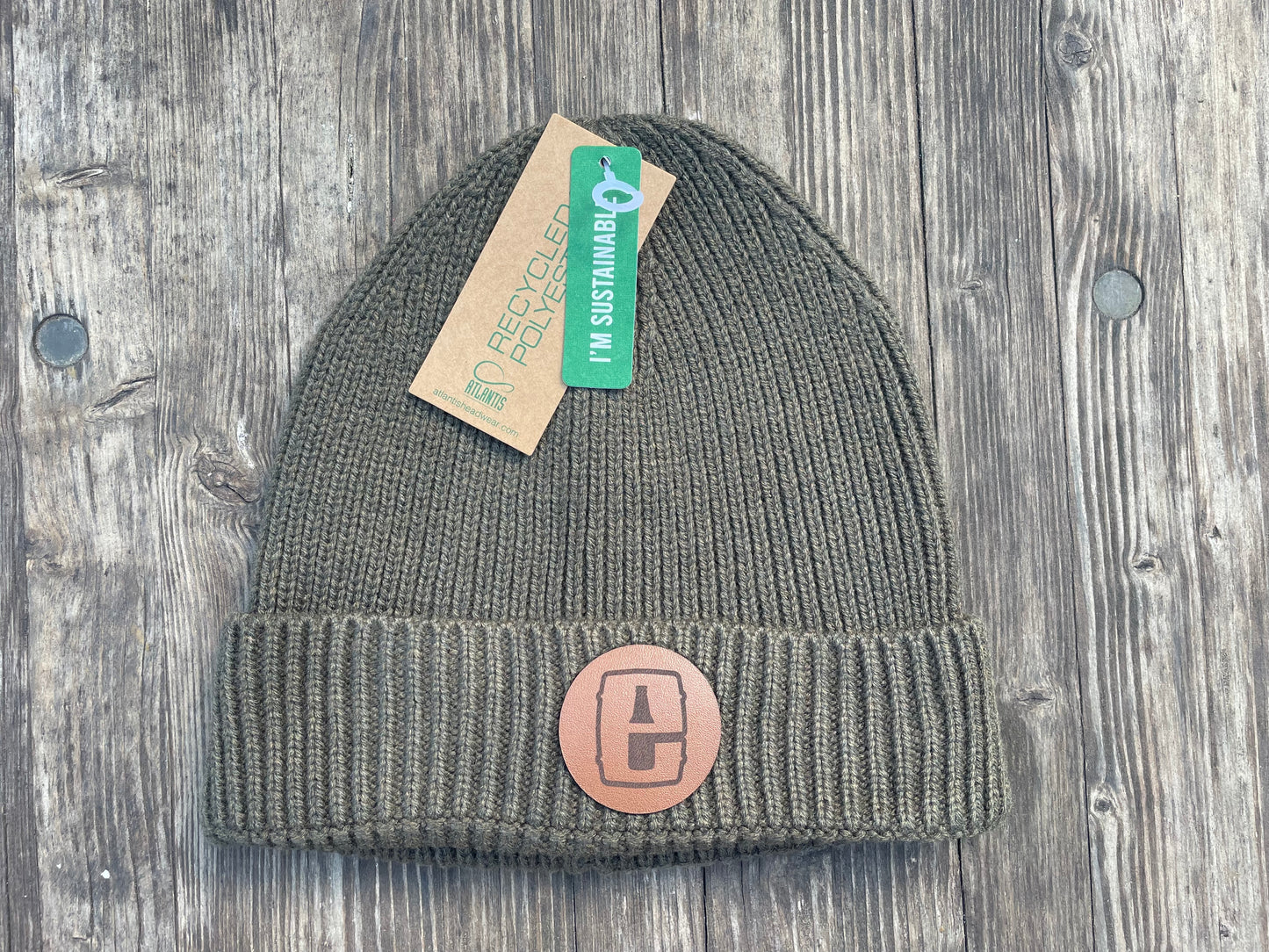 Round Patch Beanie - Olive or Black