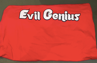 Evil Genius Retro Baseball Font Tshirt - Red