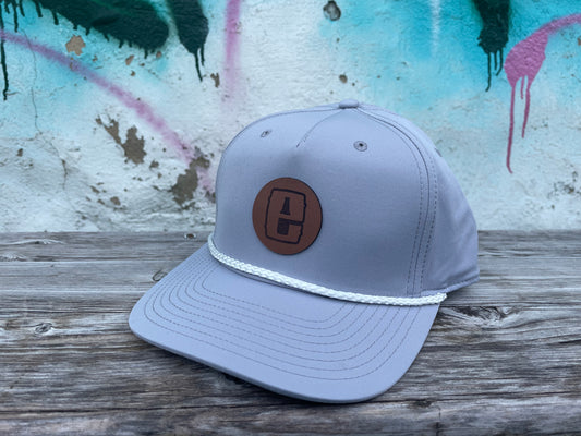 EG Grey and Brown Leather Patch Hat